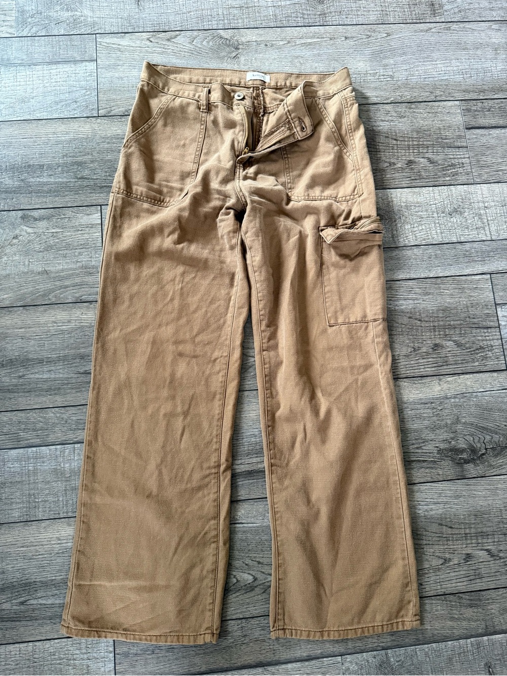 Kensie Straight-Leg Utility Pants in Tan